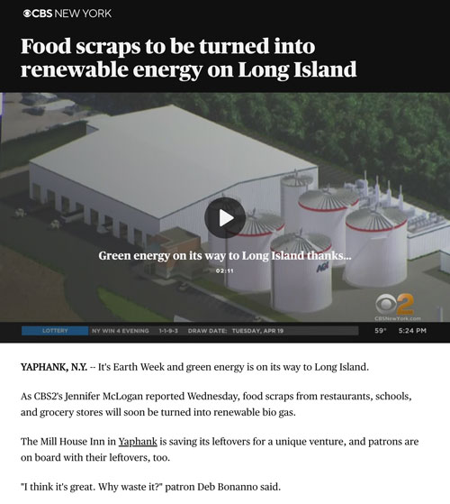 Food scraps to be turned into renewable energy on long island cover story