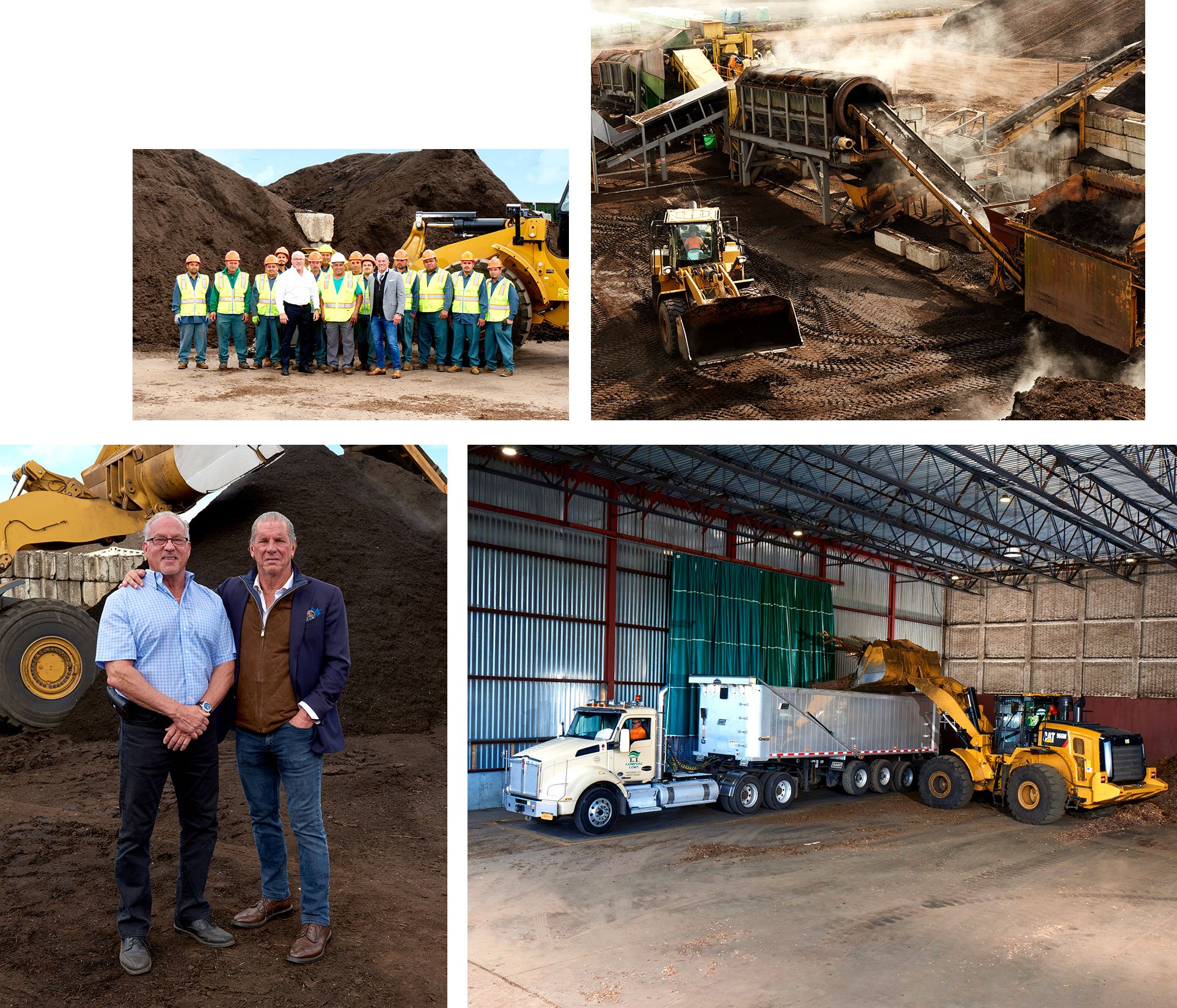 collage of facility shots at westbury location of LI compost