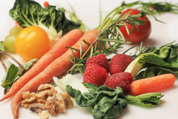 Vegetables and fruit on a table