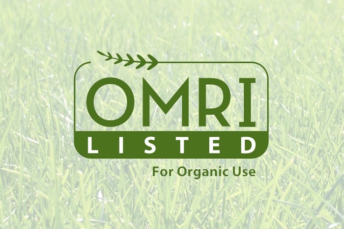 OMRI Listed for Organic Use Logo - over faded image of grass
