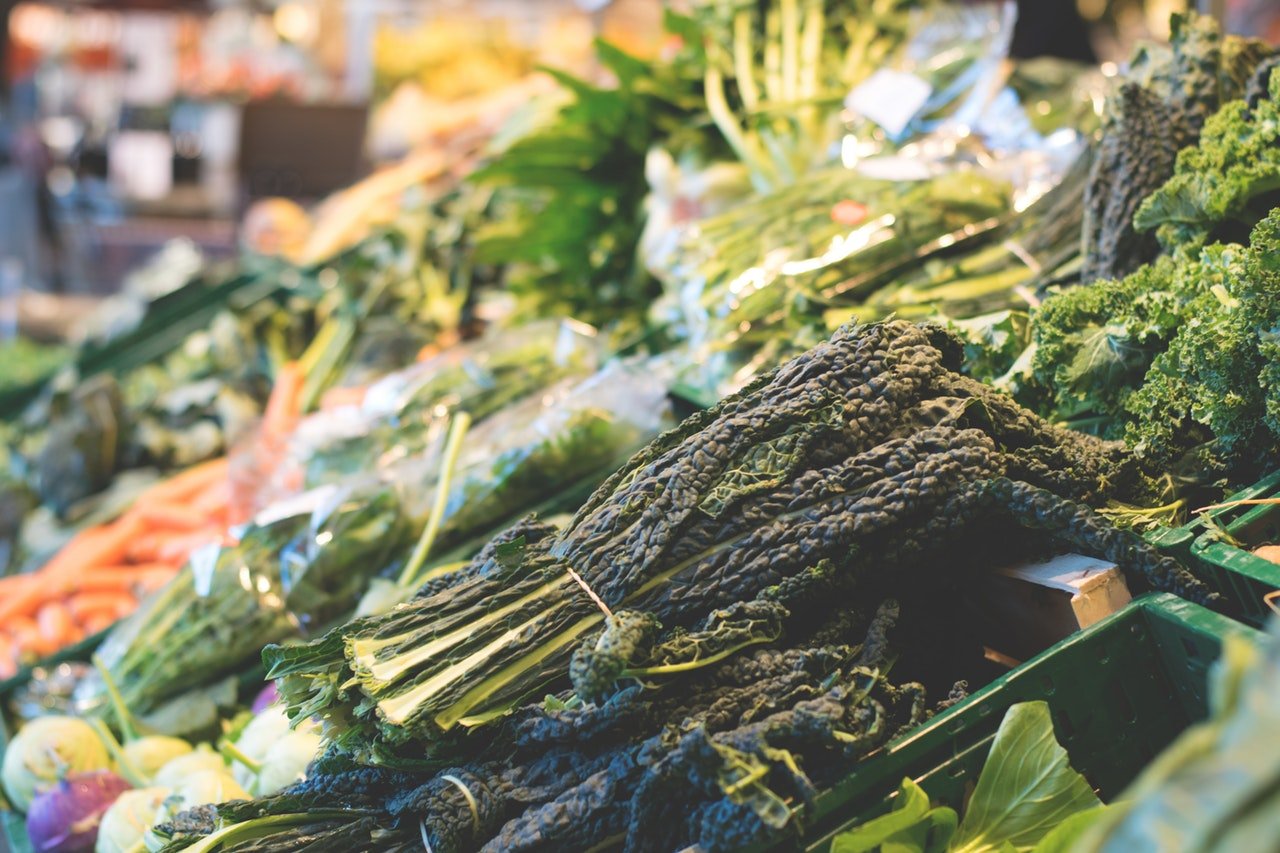 Side view of vegetable produce at local market